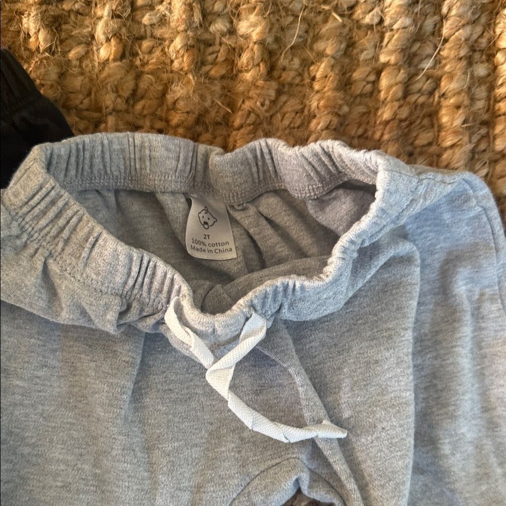 (2) Pair of Kids Black and Gray Jogger Pants - Drawstring - Picture 3 of 4